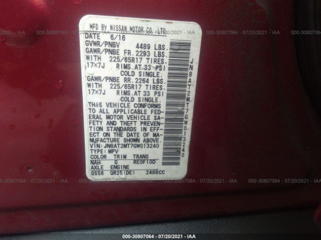 Photo 8 VIN: JN8AT2MT7GW013240 - NISSAN ROGUE 