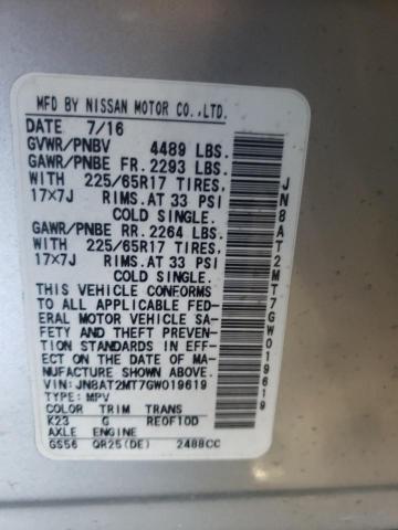 Photo 9 VIN: JN8AT2MT7GW019619 - NISSAN ROGUE S 