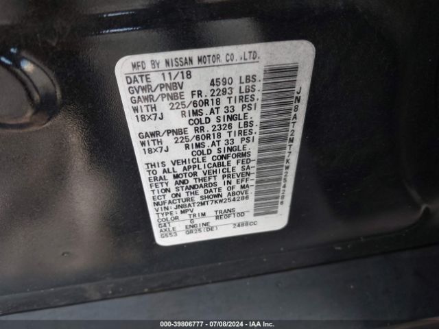 Photo 8 VIN: JN8AT2MT7KW254286 - NISSAN ROGUE 