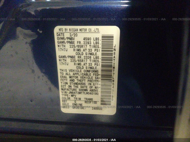 Photo 8 VIN: JN8AT2MT7LW040190 - NISSAN ROGUE 