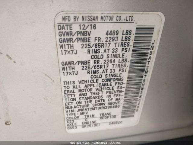 Photo 8 VIN: JN8AT2MT8HW386496 - NISSAN ROGUE 