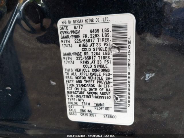 Photo 8 VIN: JN8AT2MT8HW399992 - NISSAN ROGUE 