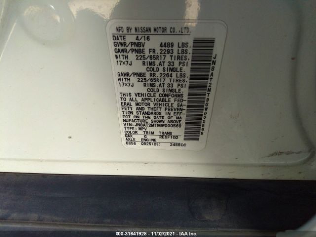 Photo 8 VIN: JN8AT2MT9GW000568 - NISSAN ROGUE 