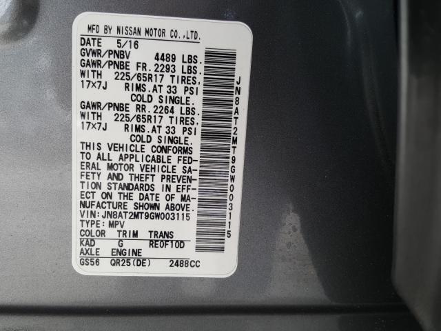 Photo 9 VIN: JN8AT2MT9GW003115 - NISSAN ROGUE S 