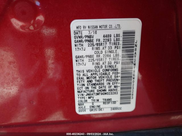 Photo 8 VIN: JN8AT2MT9GW023283 - NISSAN ROGUE 