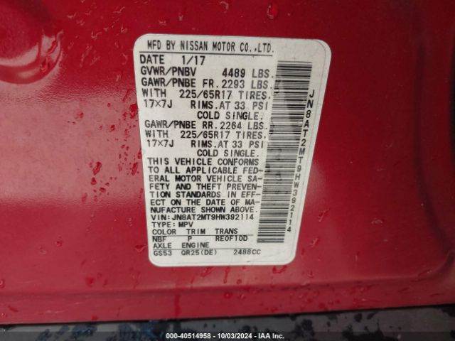 Photo 8 VIN: JN8AT2MT9HW392114 - NISSAN ROGUE 