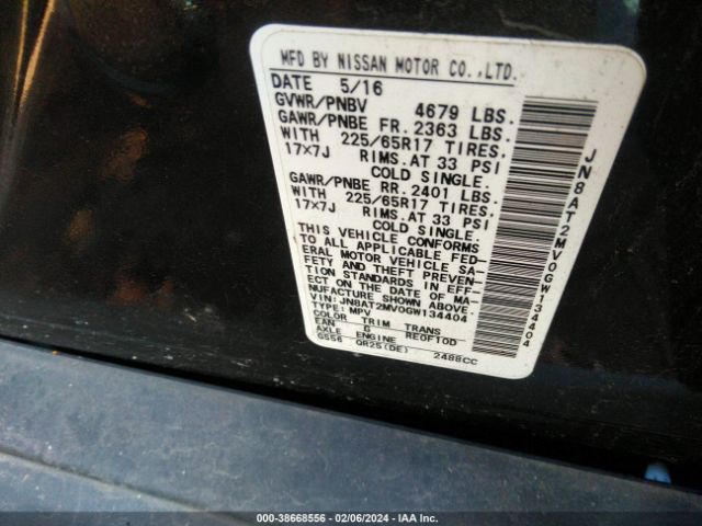 Photo 8 VIN: JN8AT2MV0GW134404 - NISSAN ROGUE 