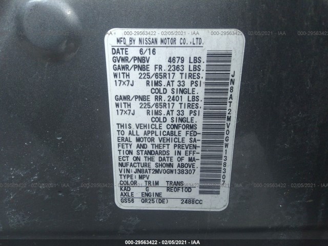 Photo 8 VIN: JN8AT2MV0GW138307 - NISSAN ROGUE 