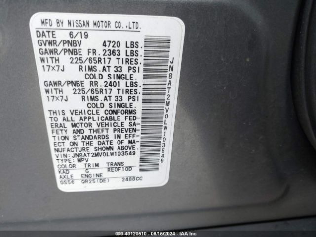 Photo 8 VIN: JN8AT2MV0LW103549 - NISSAN ROGUE 