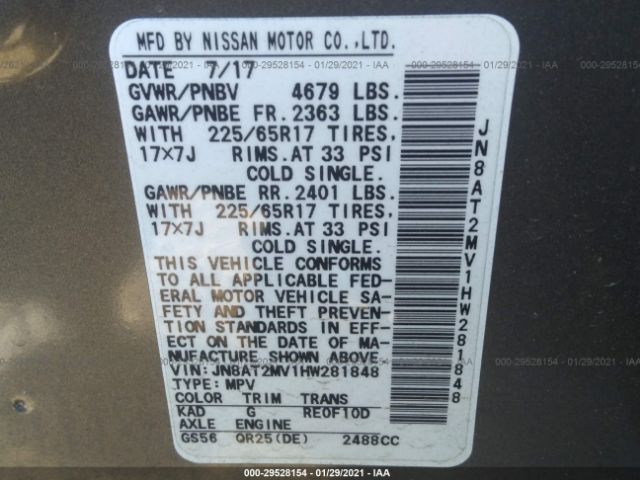 Photo 8 VIN: JN8AT2MV1HW281848 - NISSAN ROGUE 