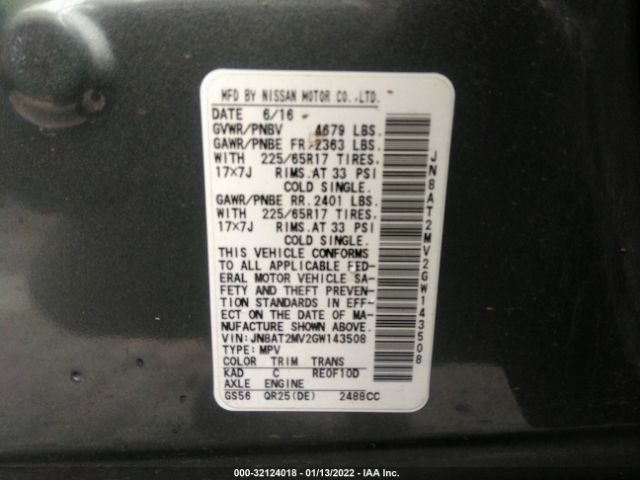 Photo 8 VIN: JN8AT2MV2GW143508 - NISSAN ROGUE 