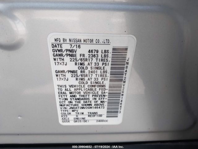 Photo 8 VIN: JN8AT2MV2GW146473 - NISSAN ROGUE 