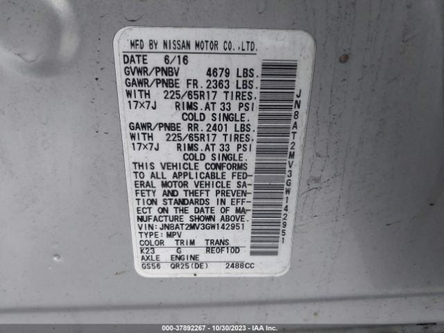 Photo 8 VIN: JN8AT2MV3GW142951 - NISSAN ROGUE 