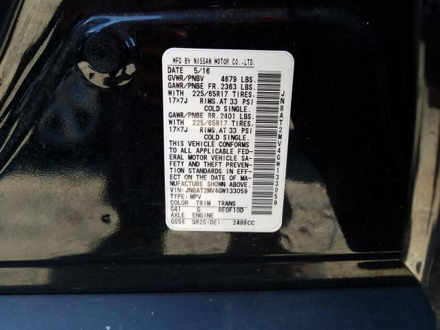 Photo 9 VIN: JN8AT2MV4GW133059 - NISSAN ROGUE S 