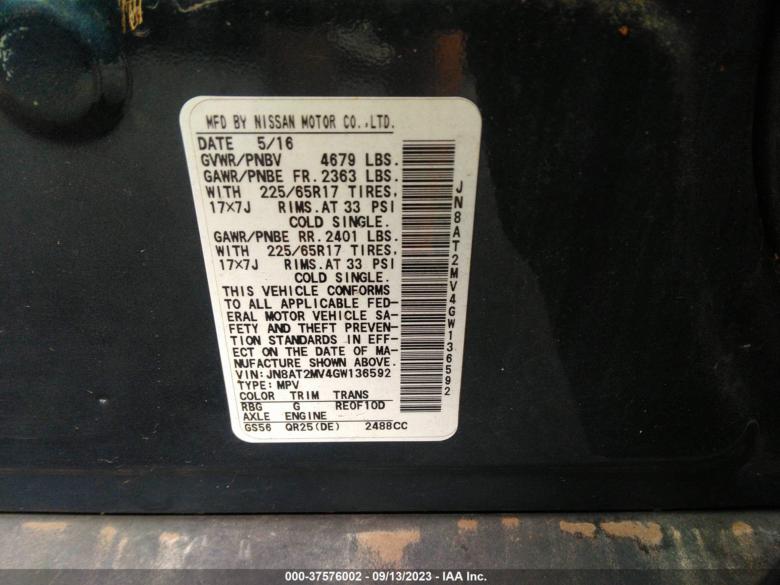 Photo 8 VIN: JN8AT2MV4GW136592 - NISSAN ROGUE 