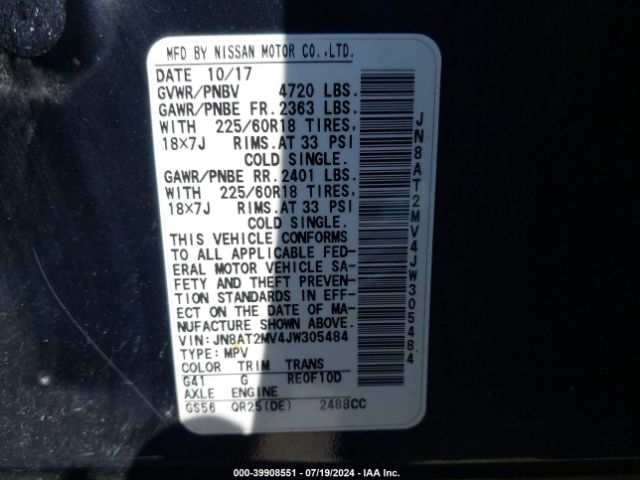 Photo 8 VIN: JN8AT2MV4JW305484 - NISSAN ROGUE 