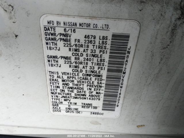 Photo 8 VIN: JN8AT2MV5GW143079 - NISSAN ROGUE 