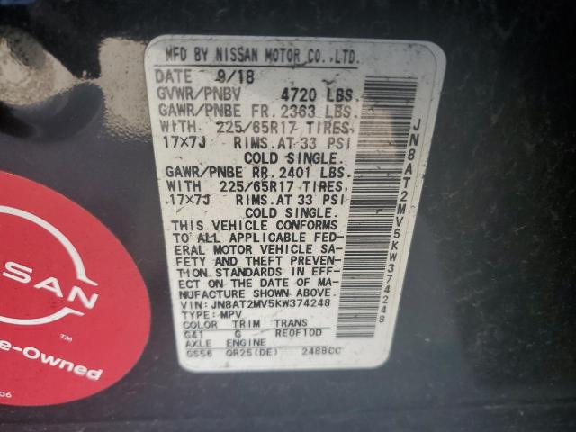 Photo 12 VIN: JN8AT2MV5KW374248 - NISSAN ROGUE S 