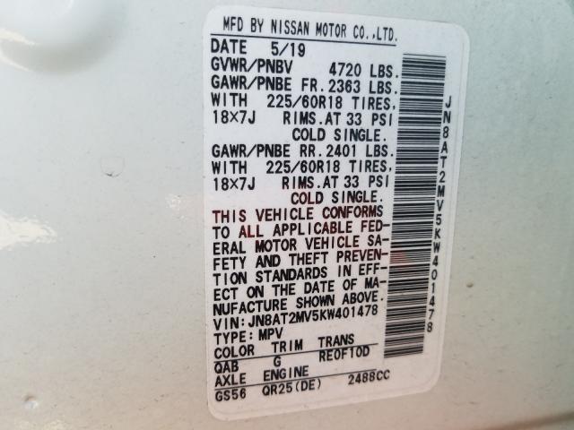 Photo 9 VIN: JN8AT2MV5KW401478 - NISSAN ROGUE S 