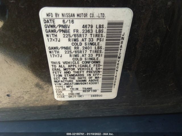 Photo 8 VIN: JN8AT2MV6GW143091 - NISSAN ROGUE 