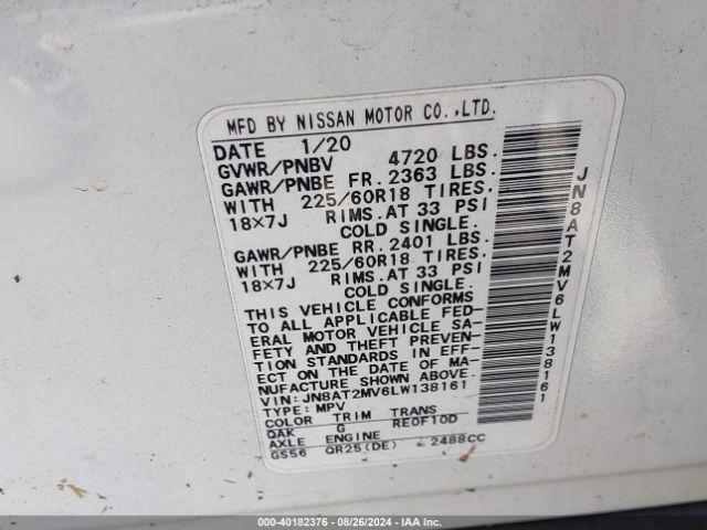 Photo 8 VIN: JN8AT2MV6LW138161 - NISSAN ROGUE 