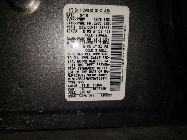 Photo 9 VIN: JN8AT2MV7GW138451 - NISSAN ROGUE 