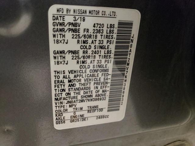 Photo 11 VIN: JN8AT2MV7KW396932 - NISSAN ROGUE S 