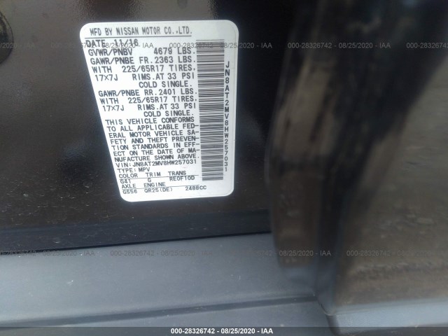 Photo 8 VIN: JN8AT2MV8HW257031 - NISSAN ROGUE 