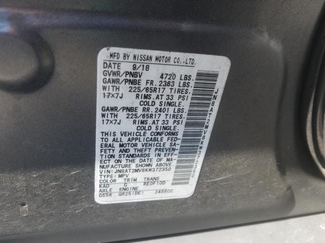 Photo 9 VIN: JN8AT2MV8KW372350 - NISSAN ROGUE S 