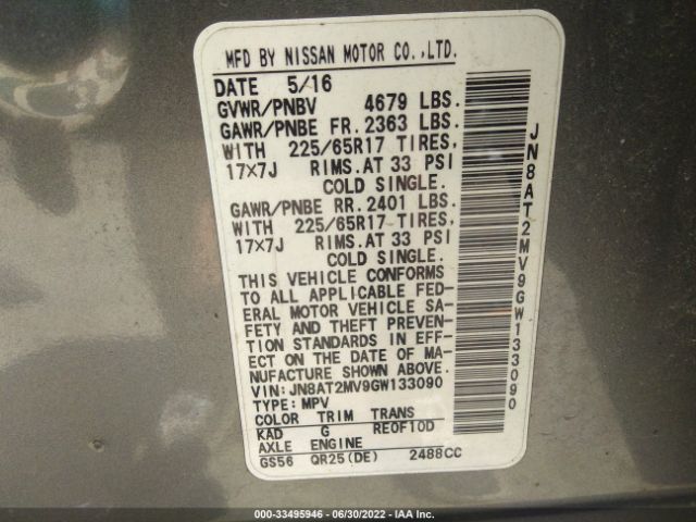 Photo 8 VIN: JN8AT2MV9GW133090 - NISSAN ROGUE 