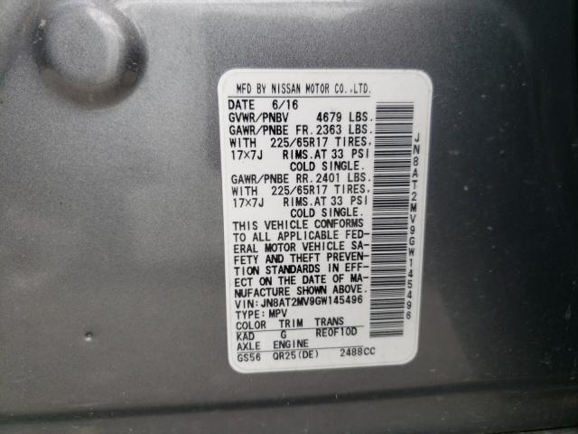 Photo 9 VIN: JN8AT2MV9GW145496 - NISSAN ROGUE S 