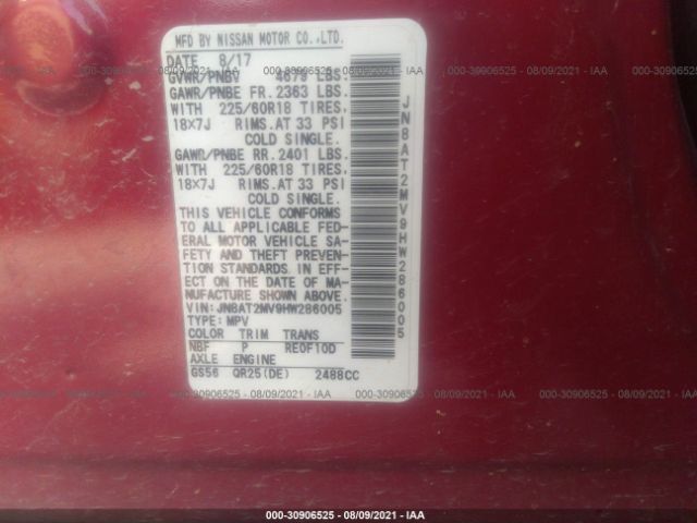 Photo 8 VIN: JN8AT2MV9HW286005 - NISSAN ROGUE 