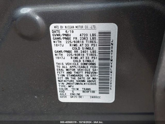 Photo 8 VIN: JN8AT2MV9LW102805 - NISSAN ROGUE 