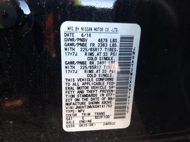 Photo 9 VIN: JN8AT2MVXGW141750 - NISSAN ROGUE S 