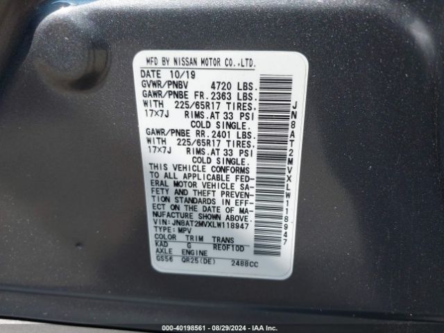 Photo 8 VIN: JN8AT2MVXLW118947 - NISSAN ROGUE 