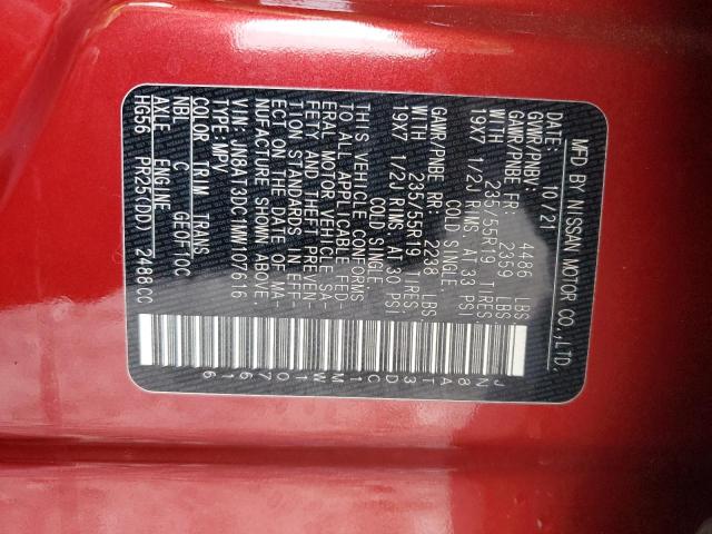 Photo 12 VIN: JN8AT3DC1MW107616 - NISSAN ROGUE PLAT 