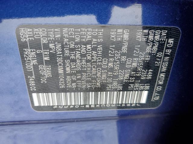 Photo 12 VIN: JN8AT3DCXMW104326 - NISSAN ROGUE 