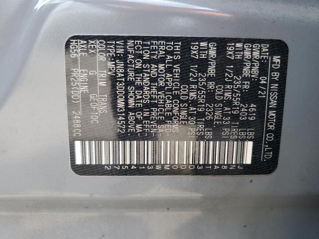 Photo 13 VIN: JN8AT3DD0MW314572 - NISSAN ROGUE PLAT 