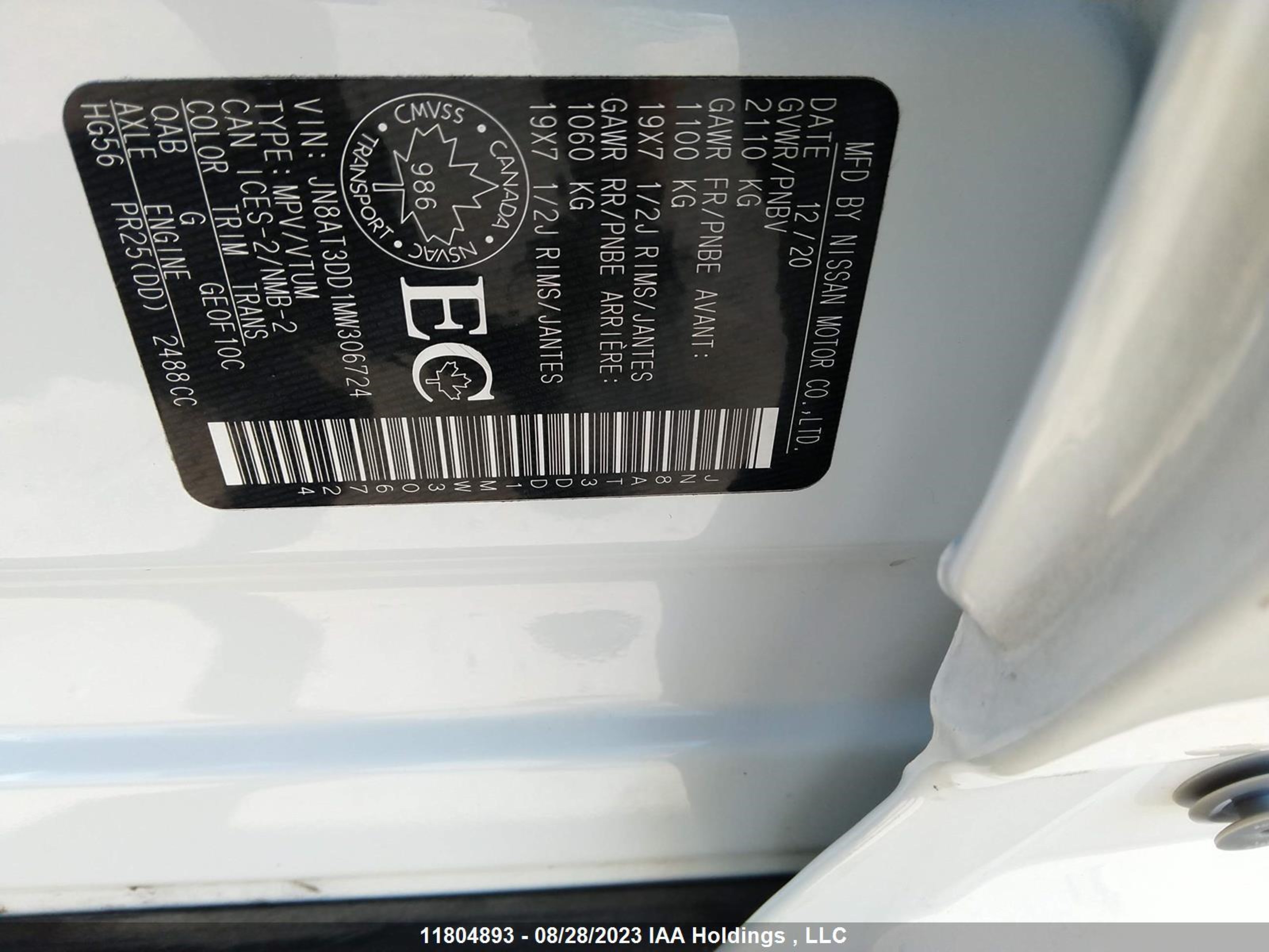 Photo 8 VIN: JN8AT3DD1MW306724 - NISSAN ROGUE 