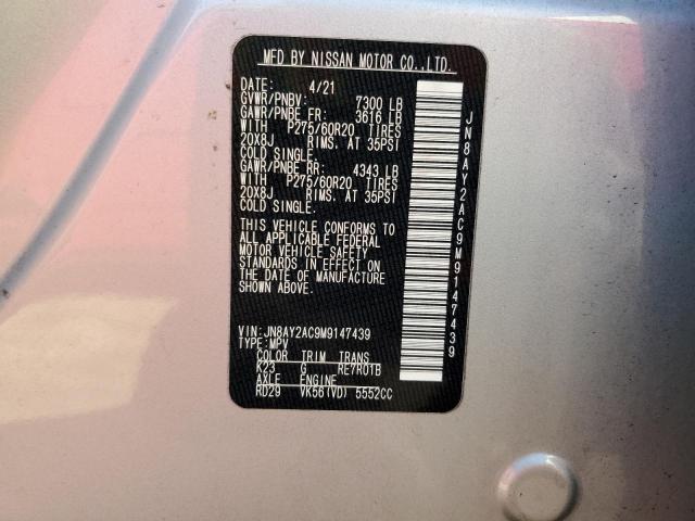 Photo 12 VIN: JN8AY2AC9M9147439 - NISSAN ARMADA SV 