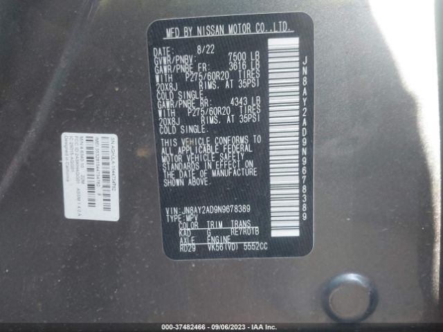 Photo 8 VIN: JN8AY2AD9N9678389 - NISSAN ARMADA 