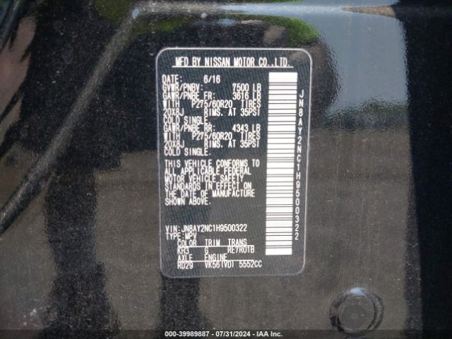 Photo 8 VIN: JN8AY2NC1H9500322 - NISSAN ARMADA 