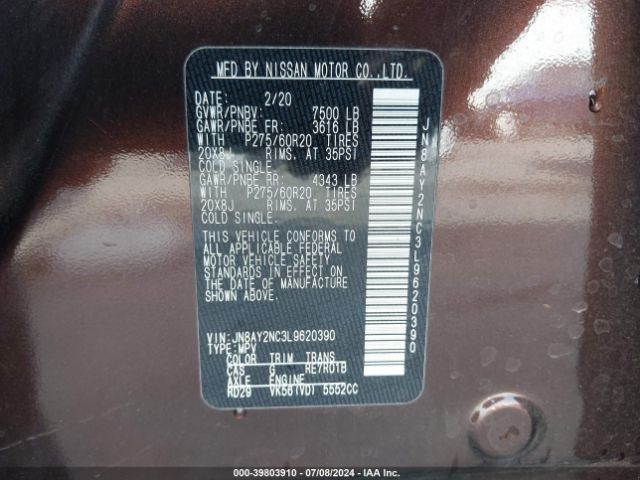 Photo 8 VIN: JN8AY2NC3L9620390 - NISSAN ARMADA 