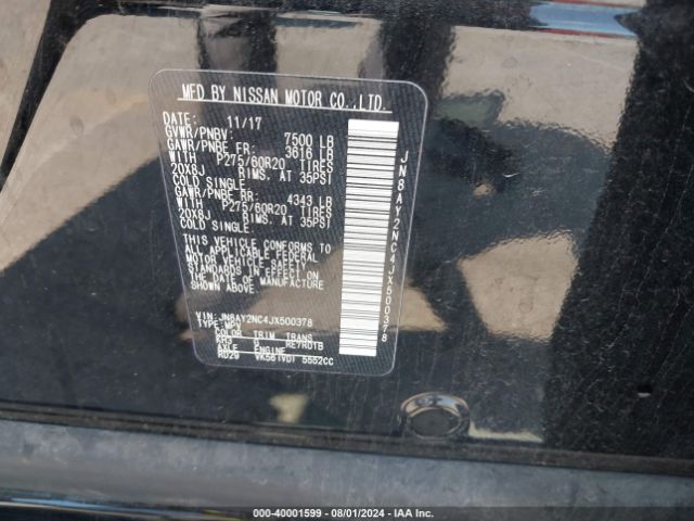 Photo 8 VIN: JN8AY2NC4JX500378 - NISSAN ARMADA 