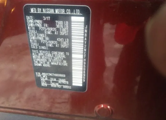 Photo 8 VIN: JN8AY2NC7H9508909 - NISSAN ARMADA 