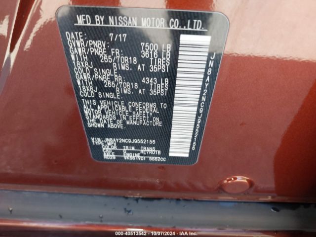 Photo 8 VIN: JN8AY2NC9J9552156 - NISSAN ARMADA 