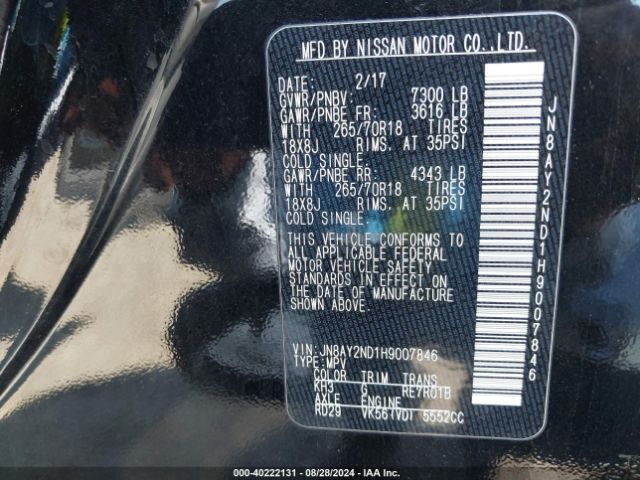 Photo 8 VIN: JN8AY2ND1H9007846 - NISSAN ARMADA 