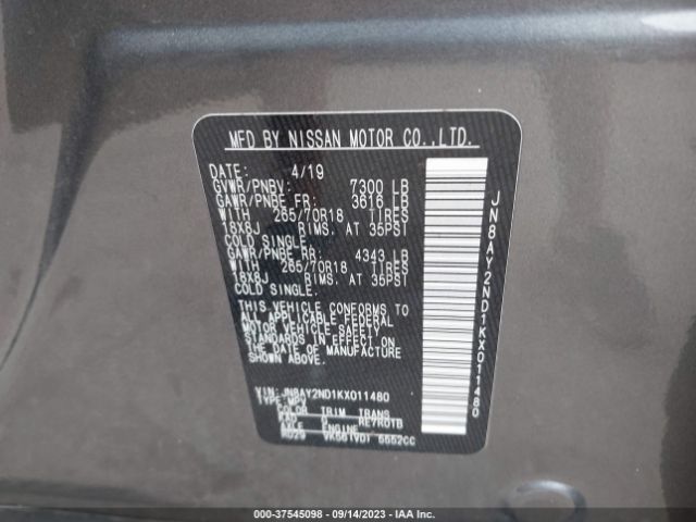 Photo 8 VIN: JN8AY2ND1KX011480 - NISSAN ARMADA 