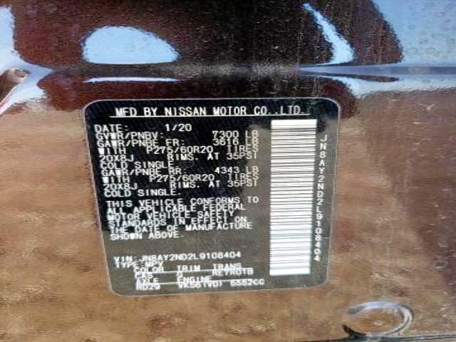 Photo 9 VIN: JN8AY2ND2L9108404 - NISSAN ARMADA SV 