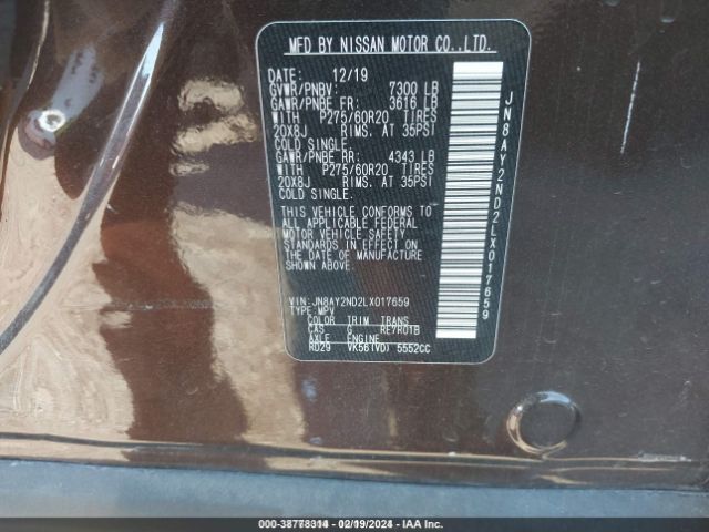 Photo 8 VIN: JN8AY2ND2LX017659 - NISSAN ARMADA 